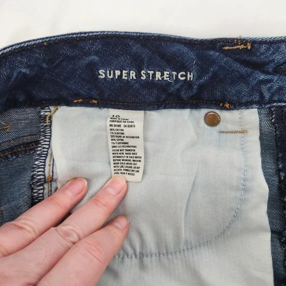 American Eagle Dark Wash Raw Hem Denim Short Womens 10 Indie Sleeze Grunge - Picture 4 of 7